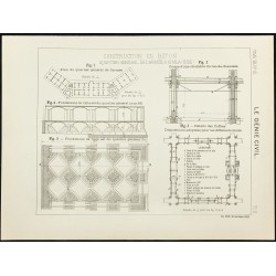 Gravure de 1891 - Plan d'un quartier général de l'armée à Shimla - 1