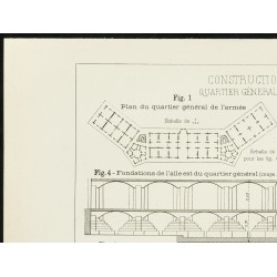 Gravure de 1891 - Plan d'un quartier général de l'armée à Shimla - 2
