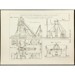 Gravure de 1891 - Plan ancien d'un élévateur flottant - 1