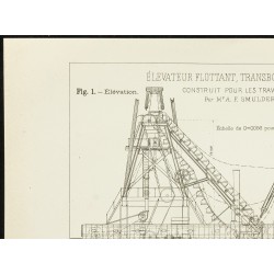 Gravure de 1891 - Plan ancien d'un élévateur flottant - 2