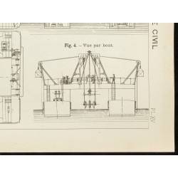 Gravure de 1891 - Plan ancien d'un élévateur flottant - 5