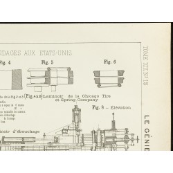 Gravure de 1891 - Plan ancien de laminoirs pour bandages - 3