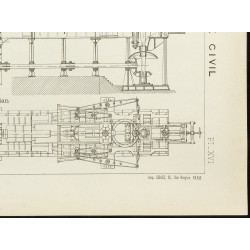 Gravure de 1891 - Plan ancien de laminoirs pour bandages - 5