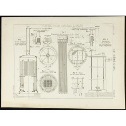 Gravure de 1891 - Plan d'une surchauffeur à chaudière - 1