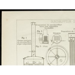 Gravure de 1891 - Plan d'une surchauffeur à chaudière - 2
