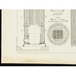 Gravure de 1891 - Plan d'une surchauffeur à chaudière - 4