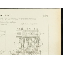 Gravure de 1892 - Plan ancien d'une machine à hélice - 3