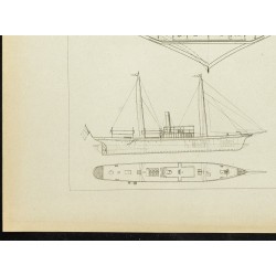 Gravure de 1892 - Plan ancien d'une machine à hélice - 4
