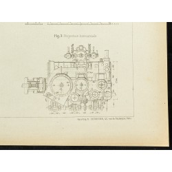 Gravure de 1892 - Plan ancien d'une machine à hélice - 5