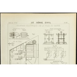 Gravure de 1892 - Éclairage électrique de la ville du Havre - 2