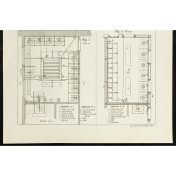 Gravure de 1892 - Installations des bains-douches aux usines à gaz d'Amsterdam - 3