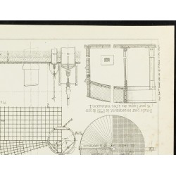 Gravure de 1892 - Plan ancien d'un réservoir couvert - 3