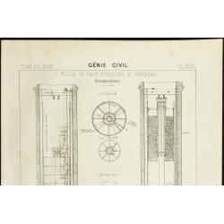 Gravure de 1892 - Station de force hydraulique de Birmingham - 2