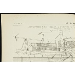 Gravure de 1892 - Drague du port de New-York - 2