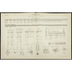 Gravure de 1892 - Plan ancien d'un appontement - 1