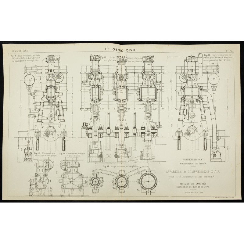 Gravure de 1892 - Machine à compression d'air - 1