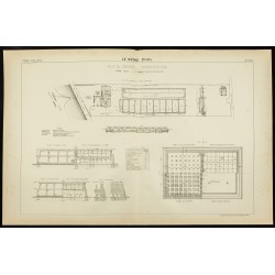 Gravure de 1892 - Plan ancien sur la distribution d'eau de Libourne - 1