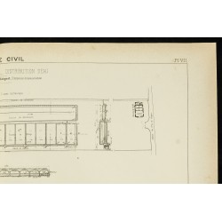 Gravure de 1892 - Plan ancien sur la distribution d'eau de Libourne - 3