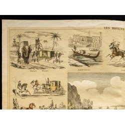 Gravure de 1853 - Les moyens de transport (Lithographie) - 2