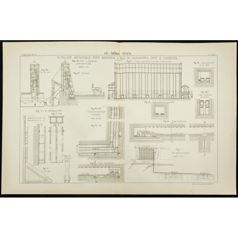 Gravure de 1892 - Alexandra Dock à Liverpool - 1