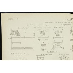 Gravure de 1892 - Outillages de fabrication du tuyaux - 2