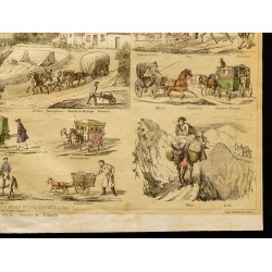 Gravure de 1853 - Les moyens de transport (Lithographie) - 5