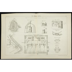 Gravure de 1888 - Carte de Ailsa Craig et Phare - 1