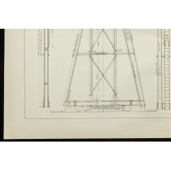 Gravure de 1888 - Plan ancien d'une grue de 12 tonnes - 4