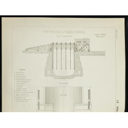 Gravure de 1888 - Plan ancien d'un pont écluse - 2