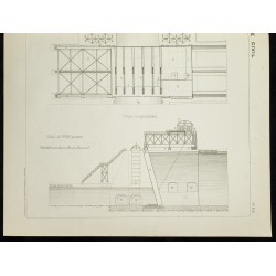 Gravure de 1888 - Plan ancien d'un pont écluse - 3
