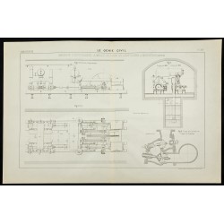 Gravure de 1888 - Plan d'une Machine d'épuisement - 1
