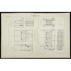 Gravure de 1888 - Appareils de chauffage et Calorifères - 1