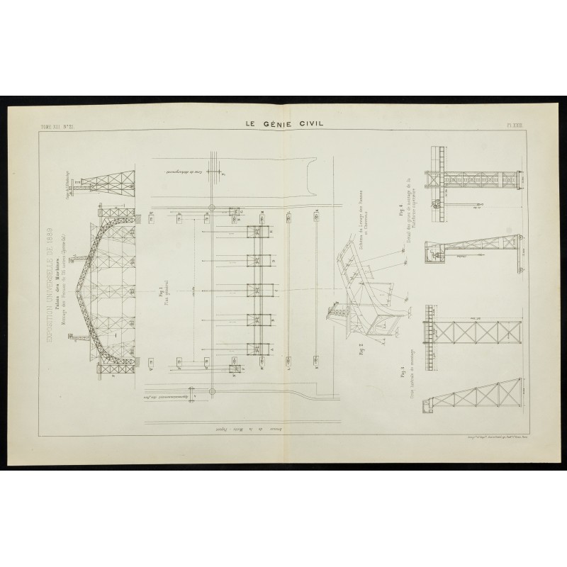 Gravure de 1888 - Plan ancien de la Galerie des Machines - 1