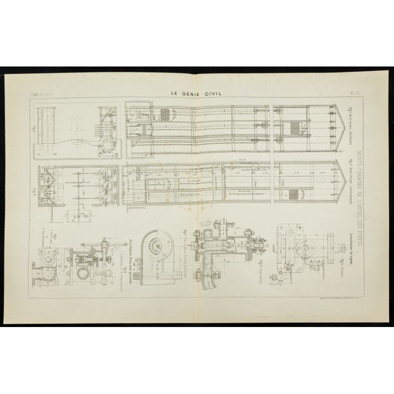 Gravure de 1888 - Monte-charges de l'hôtel des Postes - 1