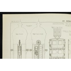 Gravure de 1888 - Plan ancien d'Ascenseurs hélicoïdaux - 2