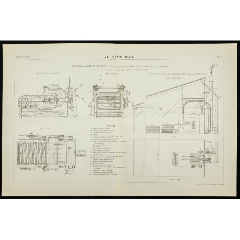 Gravure de 1888 - Machine à battre les tapis - 1