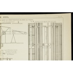 Gravure de 1888 - Machinerie de la construction du pont du Forth - 3