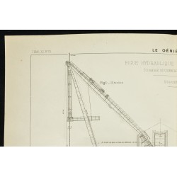 Gravure de 1888 - Plan ancien d'une grue - 2