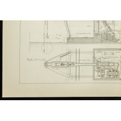 Gravure de 1888 - Plan ancien d'une grue - 4