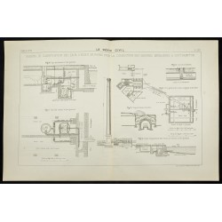 Gravure de 1888 - Bassins de clarification des eaux d'égout - 1