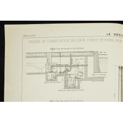 Gravure de 1888 - Bassins de clarification des eaux d'égout - 2