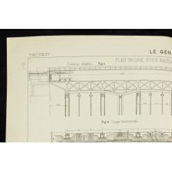 Gravure de 1890 - Plan incliné pour bateaux de navigation intérieure - 2