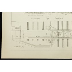 Gravure de 1890 - Plan incliné pour bateaux de navigation intérieure - 4