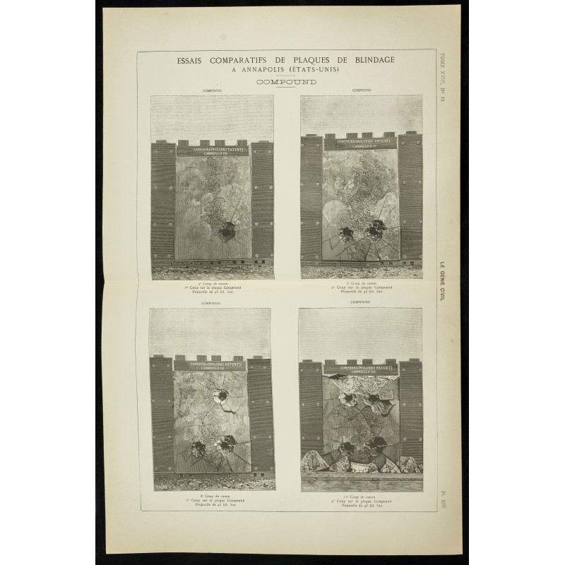 Gravure de 1891 - Plaques de blindage - 1