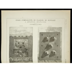 Gravure de 1891 - Plaques de blindage - 2