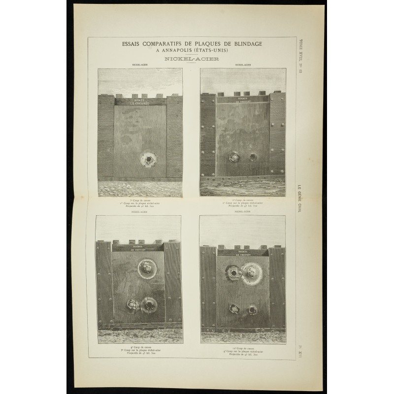 Gravure de 1891 - Plaques de blindage - 1