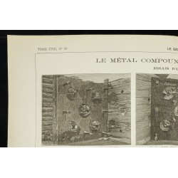 Gravure de 1891 - Perforation de plaque de Blindage - 2