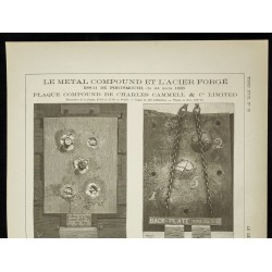 Gravure de 1891 - Blindage - Test de perforation - 2