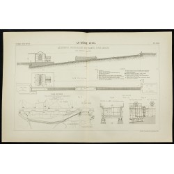 Gravure de 1891 - Ascenseur hydraulique en rampe pour canaux - 1