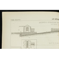 Gravure de 1891 - Ascenseur hydraulique en rampe pour canaux - 2